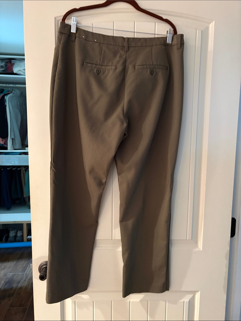 Christopher & Banks Olive Straight-Leg Trousers slimming flattering - Picture 4 of 6